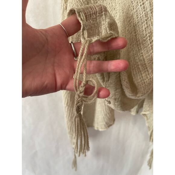 R Fashion Tasseled Beige Soft Light Weight One Size Fits Most Boho Cardigan - Picture 5 of 12